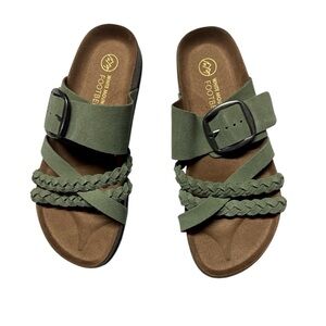 WHITE MOUNTAIN FOOTBEDS Women’s Sage Green Braided Strap Sandals